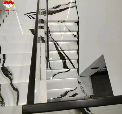 Scalinata di marmo bianco Panda per l'arredamento di interni moderni in hotel professionale