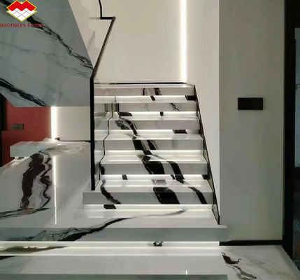 Scalinata di marmo bianco Panda per l'arredamento di interni moderni in hotel professionale