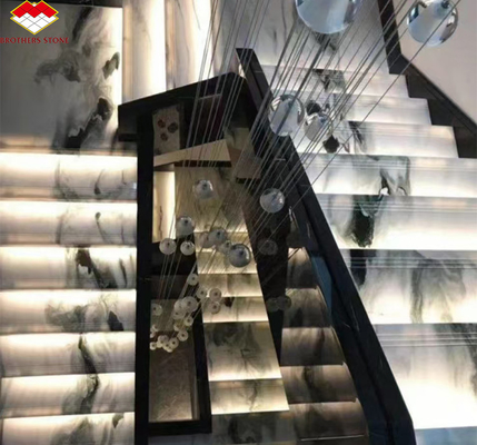 Scalinata di marmo bianco Panda per l'arredamento di interni moderni in hotel professionale
