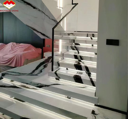 Scalinata di marmo bianco Panda per l'arredamento di interni moderni in hotel professionale