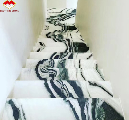 Scale d'albergo moderno fratelli Pietra Panda Bianco Marmo Piste e risers Anti slittare