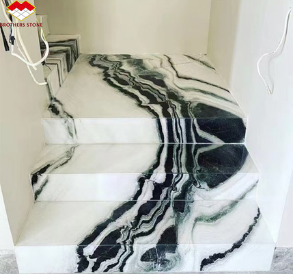 Scale d'albergo moderno fratelli Pietra Panda Bianco Marmo Piste e risers Anti slittare