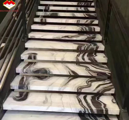 Scale d'albergo moderno fratelli Pietra Panda Bianco Marmo Piste e risers Anti slittare