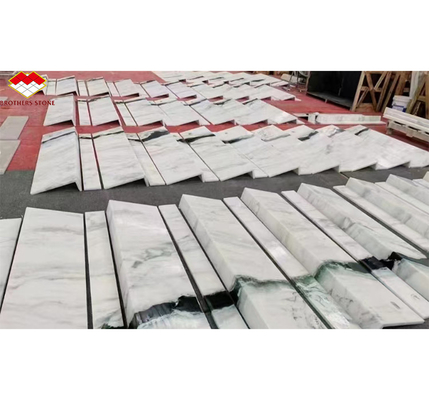 Scale di marmo bianco Panda di lusso su misura Pietra naturale per la progettazione di scale rette