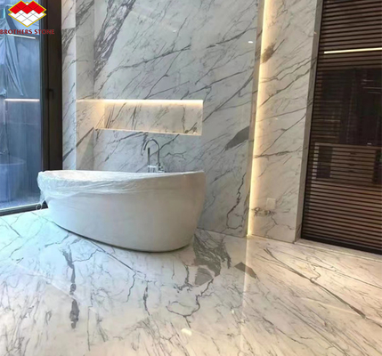 Statuario naturale lucidato di marmo bianco grande lastra per pavimenti e pareti italiani piastrelle