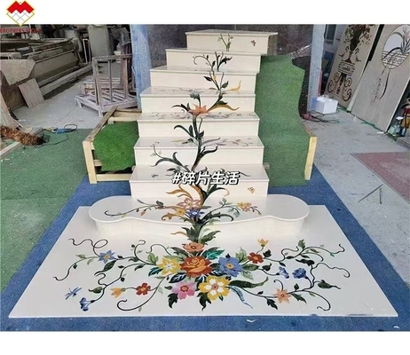 Scala in pietra naturale di lusso essenziale anti-slip pedane in marmo con waterjet design