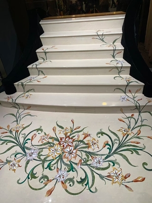 Scala in pietra naturale di lusso essenziale anti-slip pedane in marmo con waterjet design