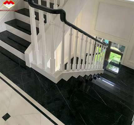 Modern Design Hotel Nero Marquina Big Slab Zimbabwe Pavimenti e scale in marmo nero
