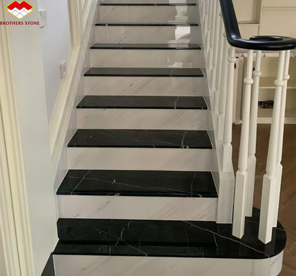 Modern Design Hotel Nero Marquina Big Slab Zimbabwe Pavimenti e scale in marmo nero
