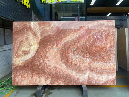 Piastrelle di pavimento in lastre di onice di giada di drago rosso lucidate per lavabo Componente spessore 16 mm