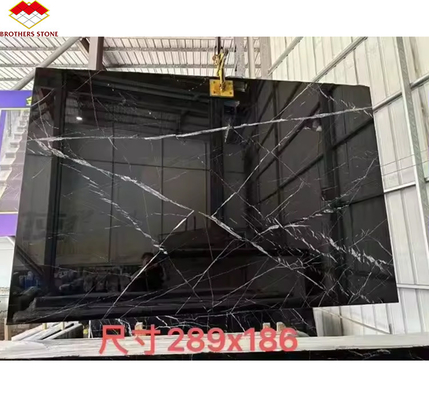Moderna Nero Marquina Bianco Nero Stipe Marmo lucidato Grandi lastre naturali per Hotel Villa Indoor