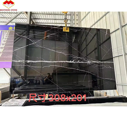 Moderna Nero Marquina Bianco Nero Stipe Marmo lucidato Grandi lastre naturali per Hotel Villa Indoor