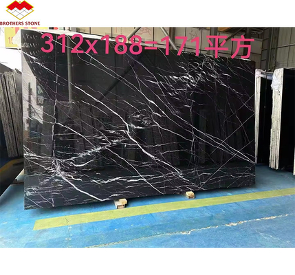 Moderna Nero Marquina Bianco Nero Stipe Marmo lucidato Grandi lastre naturali per Hotel Villa Indoor