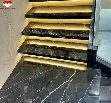 Moderna Nero Marquina Bianco Nero Stipe Marmo lucidato Grandi lastre naturali per Hotel Villa Indoor