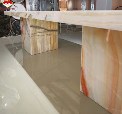 Disegno di mobili da tavolo per hotel con pietra naturale Arco Iris Onice di marmo
