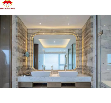 Pannello murario del bagno dell' hotel e vasca di vanità con lavandino in pietra naturale marmo onyx