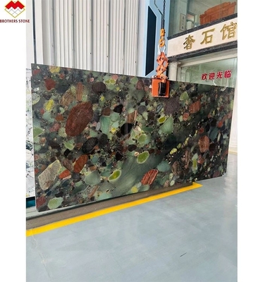 Quattro stagioni Brasile Pietra di quarzito verde Granito multicolore Tavolo e pannello di decorazione delle pareti personalizzato per interni
