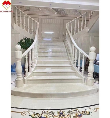 Scalinate curve di marmo beige anti-slip per interni