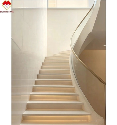 Scalinate curve di marmo beige anti-slip per interni