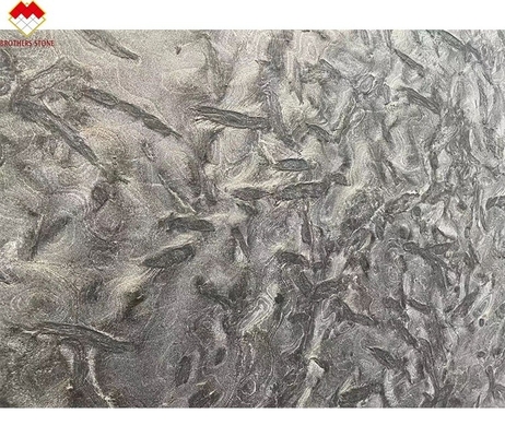 Pavimento di parete in pietra di quarzito nero lucidato per Versace Banchi da cucina grigio scuro Vanità