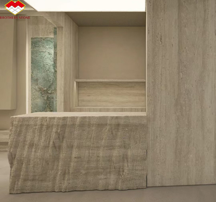 Materiale moderno Travertino beige con pietra naturale ben lucidata per piastrelle per rivestimenti murali