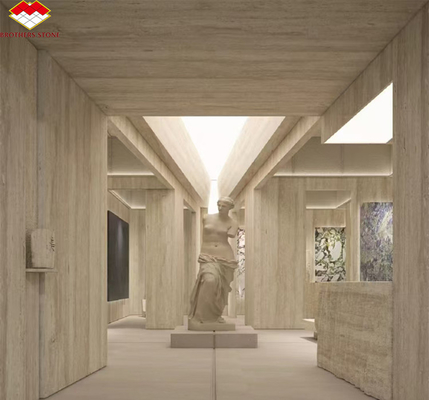 Materiale moderno Travertino beige con pietra naturale ben lucidata per piastrelle per rivestimenti murali