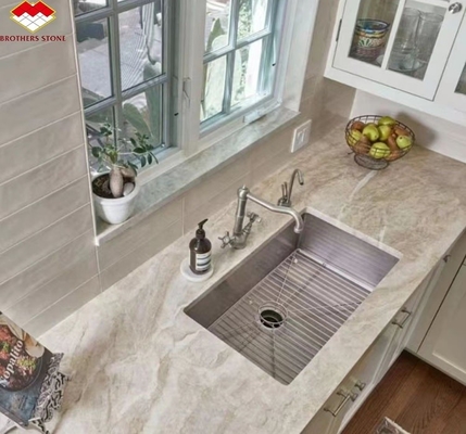 Cristallo naturale brasiliano Quartzite Pietra leggera Beige Taj Mahal Marmo per tavoli 18 mm