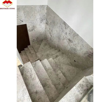 Pietra naturale scala retta piastrelle di marmo grigio anti scivolamento
