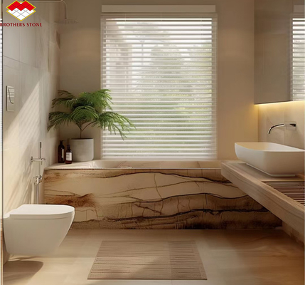 Moderno Onyx Marmo Veina d'oro Legno Giallo Oro Grano Decorazione vasca da bagno per case moderne