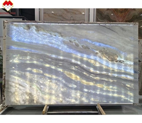 Backlit Blu Roma Quartzite Pietra Slab per Tavola da pranzo Vanità Tavolo da tavolo pannello di parete
