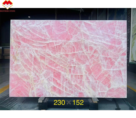 Piastrelle da pavimento da tavolo da banco Piastrelle di marmo rosa onice con retroilluminazione Epoca glaciale naturale Giada rosa