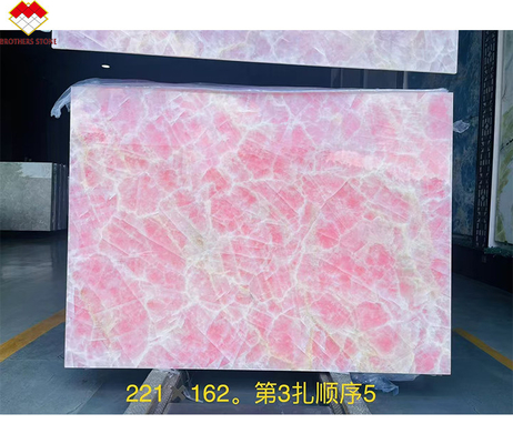 Piastrelle da pavimento da tavolo da banco Piastrelle di marmo rosa onice con retroilluminazione Epoca glaciale naturale Giada rosa