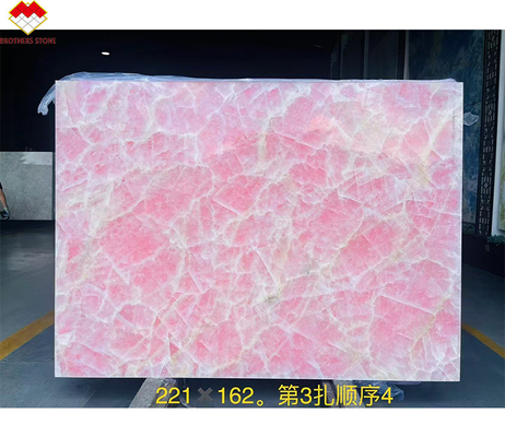 Piastrelle da pavimento da tavolo da banco Piastrelle di marmo rosa onice con retroilluminazione Epoca glaciale naturale Giada rosa