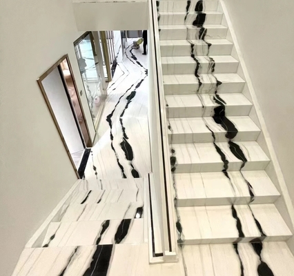 9/12/15mm Spessore luce a LED segue Panda Scala di marmo bianco con pietra naturale