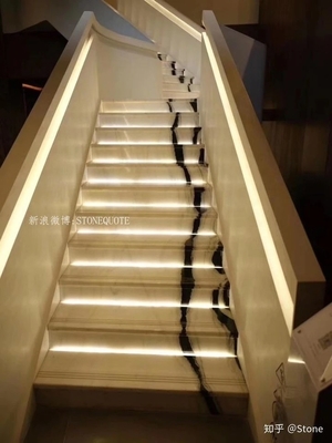 9/12/15mm Spessore luce a LED segue Panda Scala di marmo bianco con pietra naturale