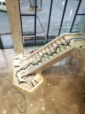 9/12/15mm Spessore luce a LED segue Panda Scala di marmo bianco con pietra naturale