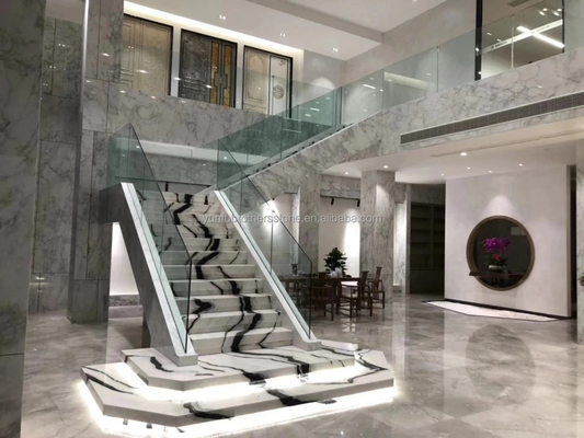 9/12/15mm Spessore luce a LED segue Panda Scala di marmo bianco con pietra naturale