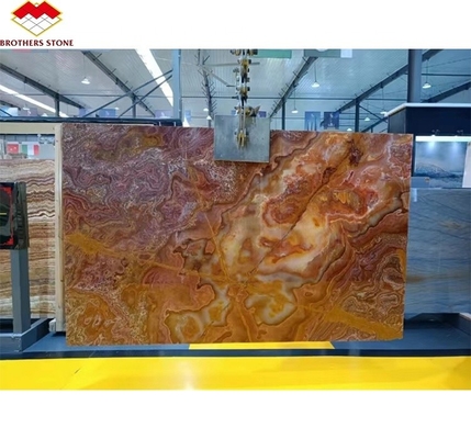 Marmo di onice rosso tigre naturale trasparente lucidato per il design dell'hotel di giada retroilluminato moderno