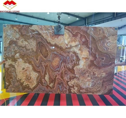 Marmo di onice rosso tigre naturale trasparente lucidato per il design dell'hotel di giada retroilluminato moderno