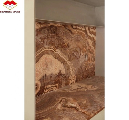 Marmo di onice rosso tigre naturale trasparente lucidato per il design dell'hotel di giada retroilluminato moderno
