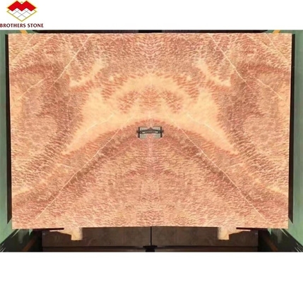 Moderno design marmo lucidato Bookmatch Piastrella personalizzata retroilluminato Drago rosso Giada Onice Parete