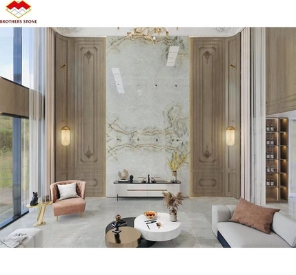 Decorazione dei pannelli murali interni con retroilluminazione moderna pannello di sfondo TV in marmo Onyx