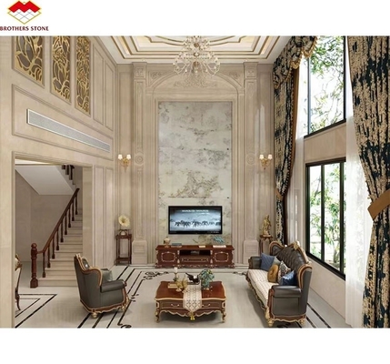 Decorazione dei pannelli murali interni con retroilluminazione moderna pannello di sfondo TV in marmo Onyx