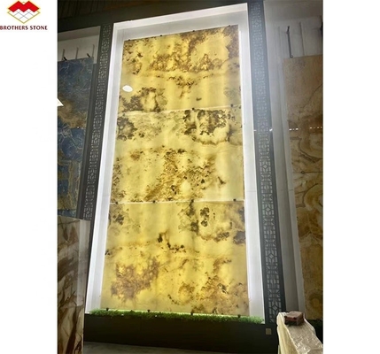 Decorazione dei pannelli murali interni con retroilluminazione moderna pannello di sfondo TV in marmo Onyx