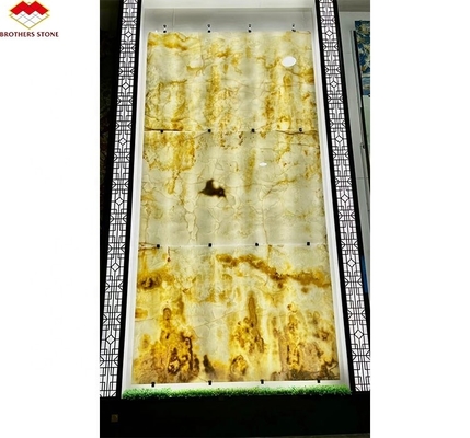 Decorazione dei pannelli murali interni con retroilluminazione moderna pannello di sfondo TV in marmo Onyx