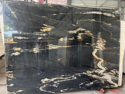 Customized Luxury Black Gold Veins Quartzite Stone Vanity Top per cucina e bagno
