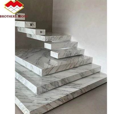 Moderne scale in marmo bianco lucidato piastrelle tagliate a misura pietra naturale per l'arredamento