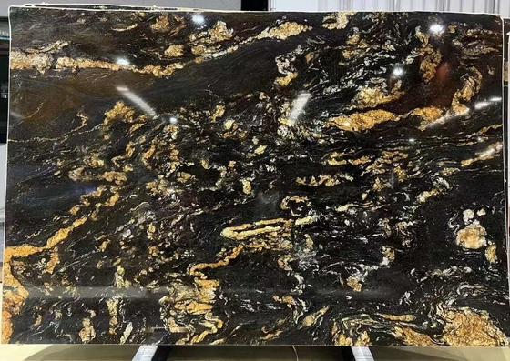 Customized Luxury Black Gold Veins Quartzite Stone Vanity Top per cucina e bagno