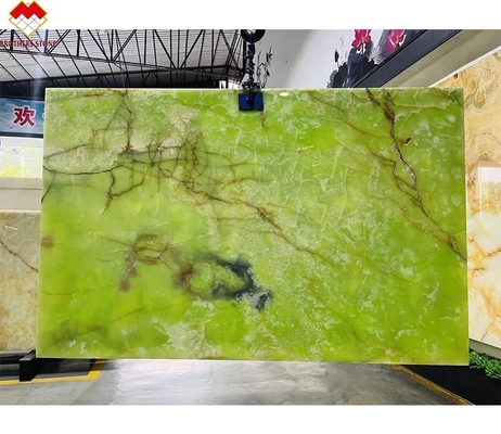 Bello Smeraldo Verde Onyx Slab di Marmo Verde Naturale Onyx Pietra Vene Rosse retroilluminato Onyx Parete Rivestimento da tavolo Pietra Naturale
