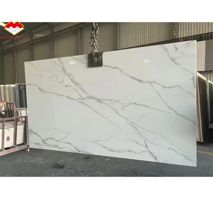 Tavolo da pranzo in cristallo bianco Nano Top Moderno Grande Slab Look Marmo Porcellana Piastrelle per Passi
